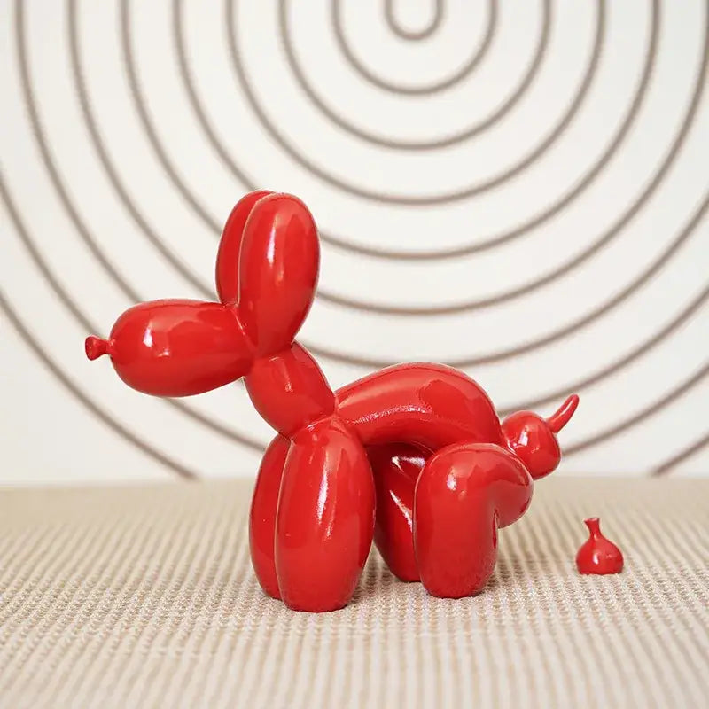 Modern red black and white balloon dog sculpture living room decor