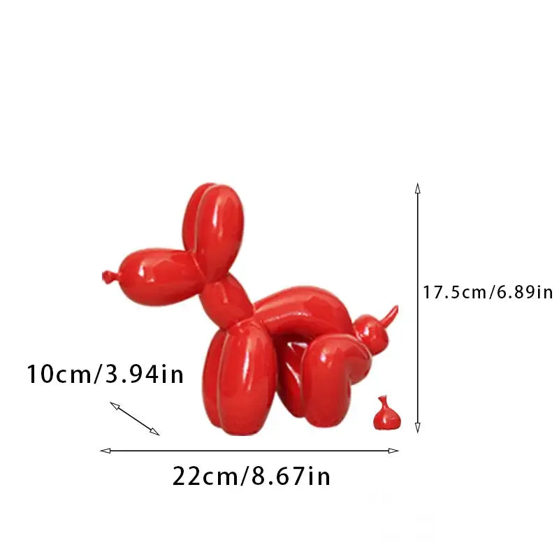 Modern red black and white balloon dog sculpture living room decor