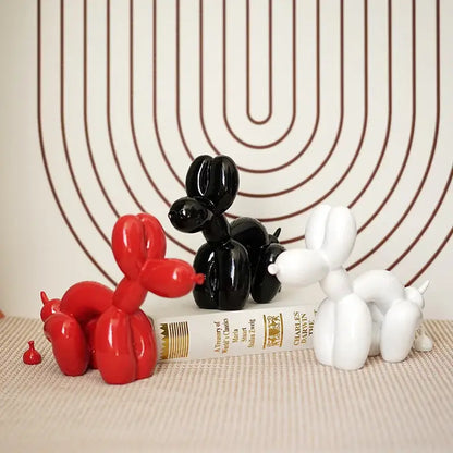 Modern red black and white balloon dog sculpture living room decor
