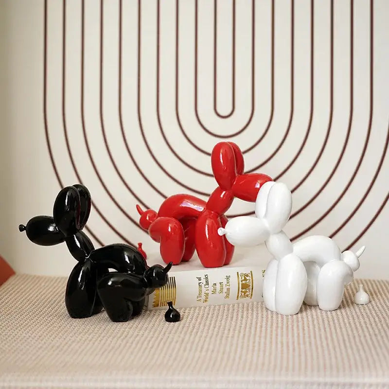 Modern red black and white balloon dog sculpture living room decor