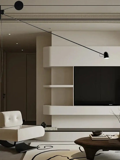 Modern red & black swing arm led wall sconce bedroom light