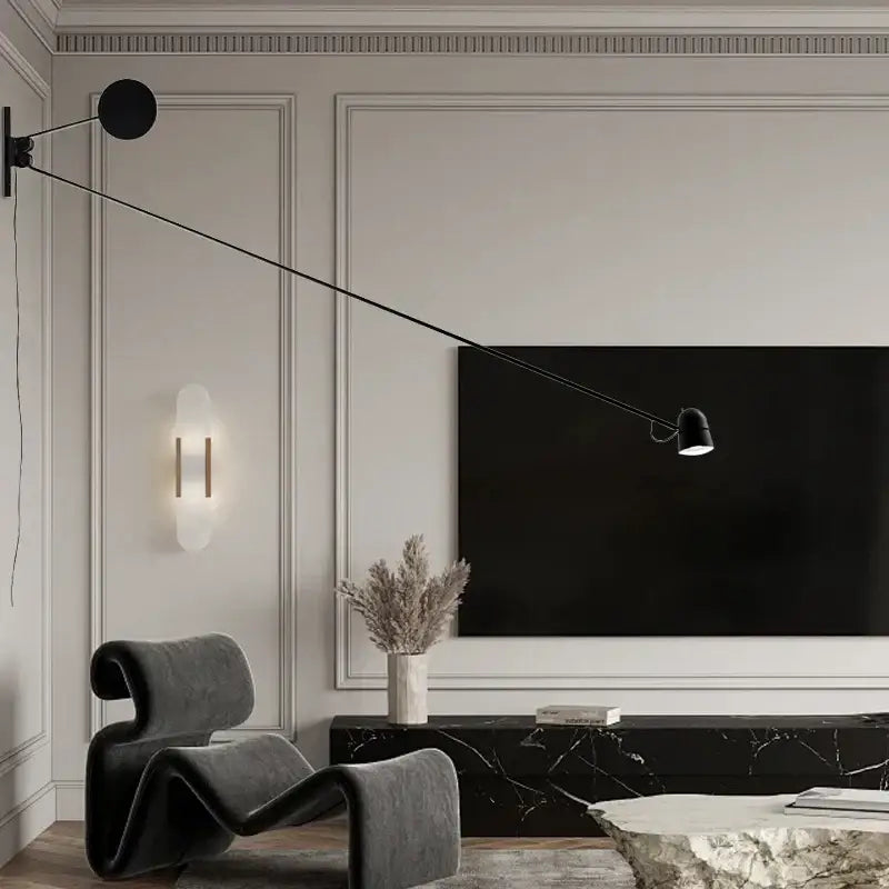 Modern red & black swing arm led wall sconce bedroom light