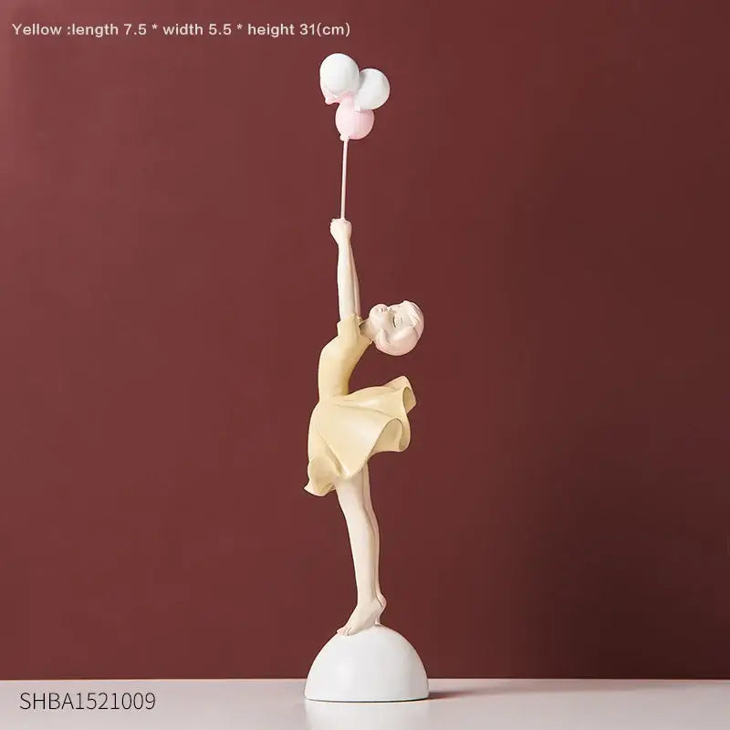 Modern red & blue balloon girls resin figurines living room decor