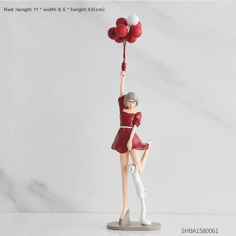 Modern red & blue balloon girls resin figurines living room decor