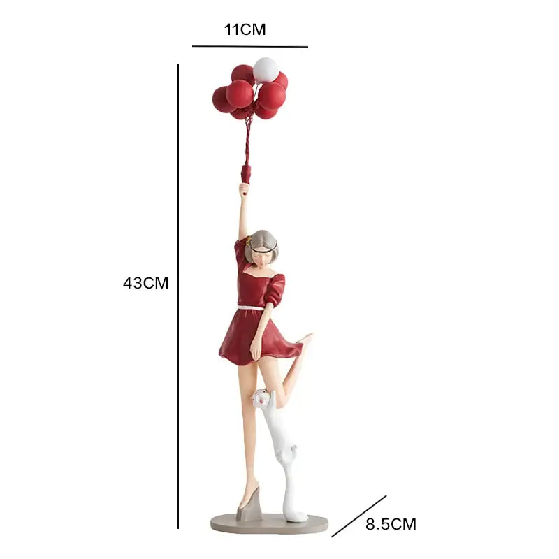 Modern red & blue balloon girls resin figurines living room decor