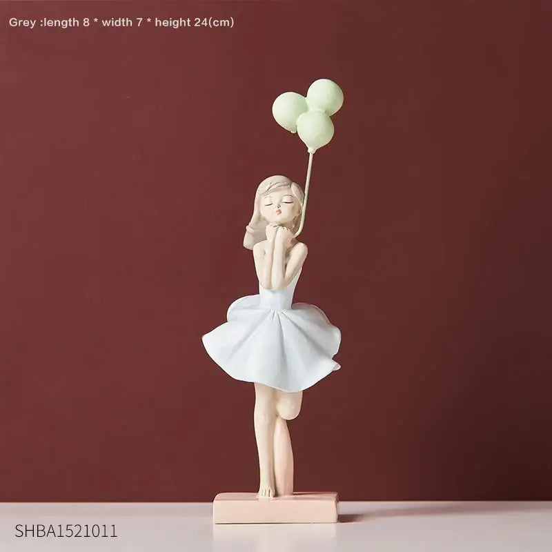 Modern red & blue balloon girls resin figurines living room decor