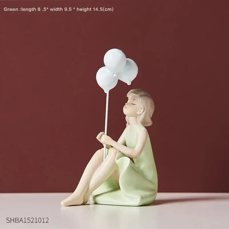 Modern red & blue balloon girls resin figurines living room decor
