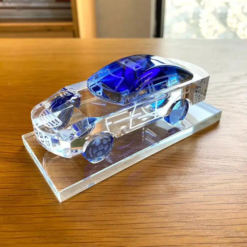 Modern red & blue crystal car model office table decor
