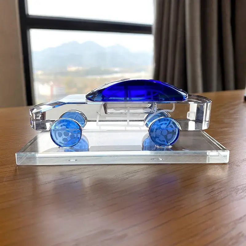 Modern red & blue crystal car model office table decor