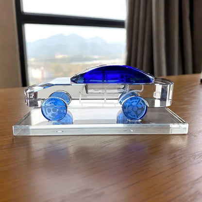 Modern red & blue crystal car model office table decor