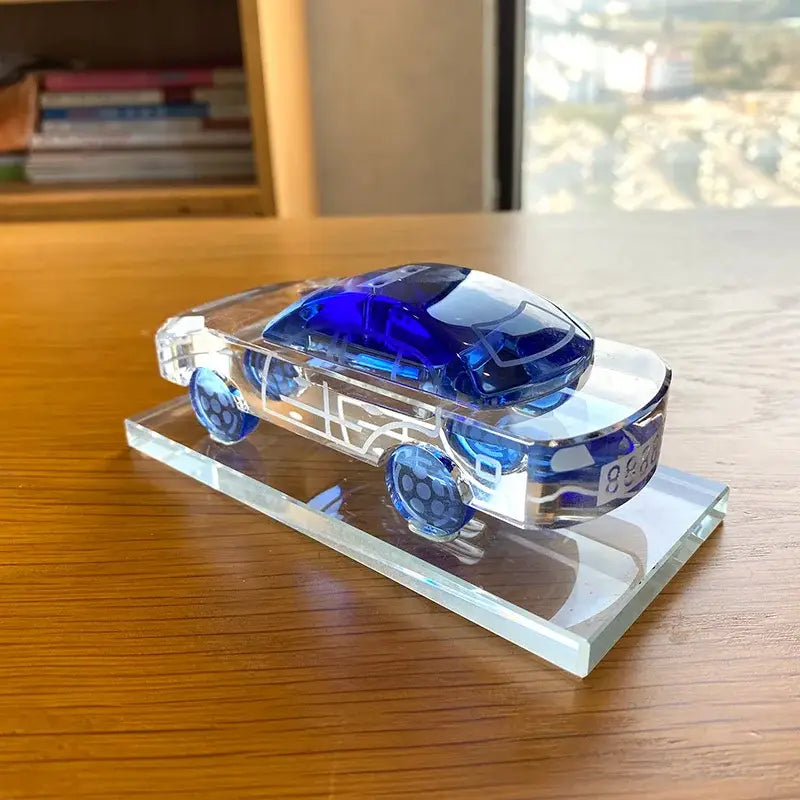 Modern red & blue crystal car model office table decor