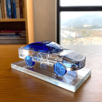 Modern red & blue crystal car model office table decor