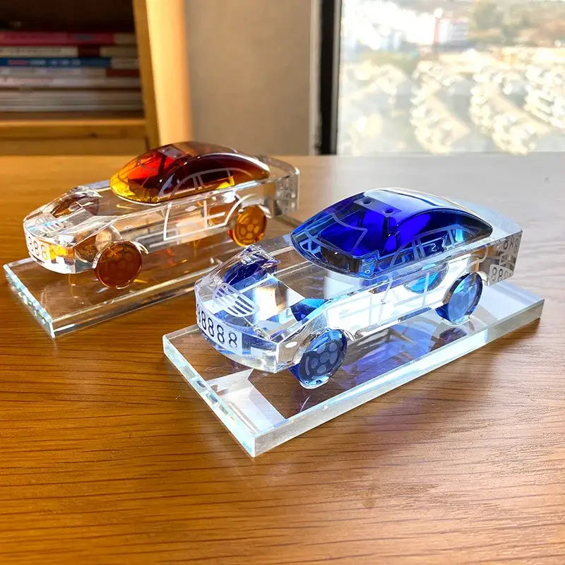 Modern red & blue crystal car model office table decor