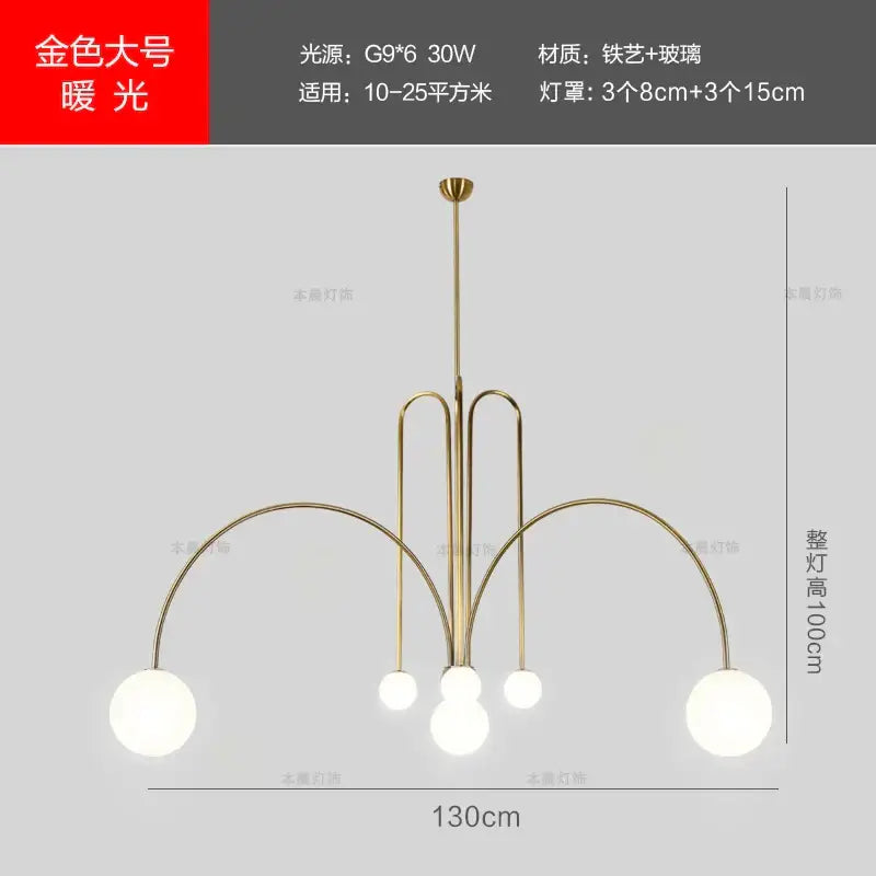Modern red designer line chandelier living room globe light