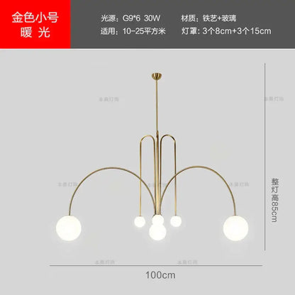 Modern red designer line chandelier living room globe light