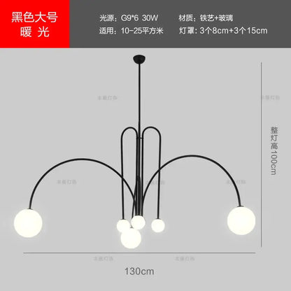 Modern red designer line chandelier living room globe light