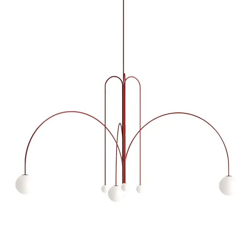 Modern red designer line chandelier living room globe light