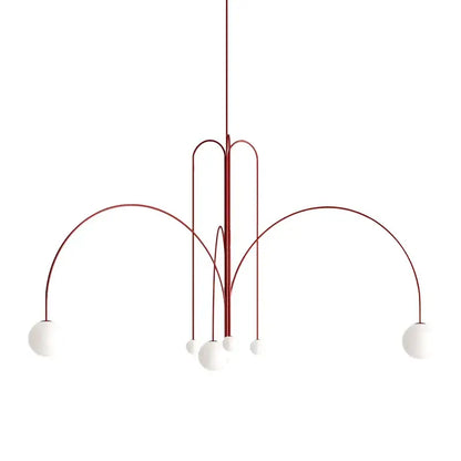 Modern red designer line chandelier living room globe light
