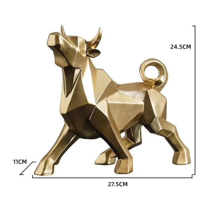 Modern red geometric bison sculpture living room decor