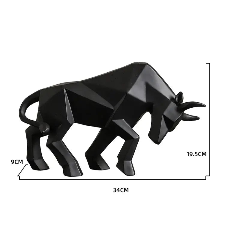 Modern red geometric bison sculpture living room decor