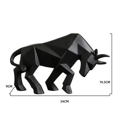 Modern red geometric bison sculpture living room decor