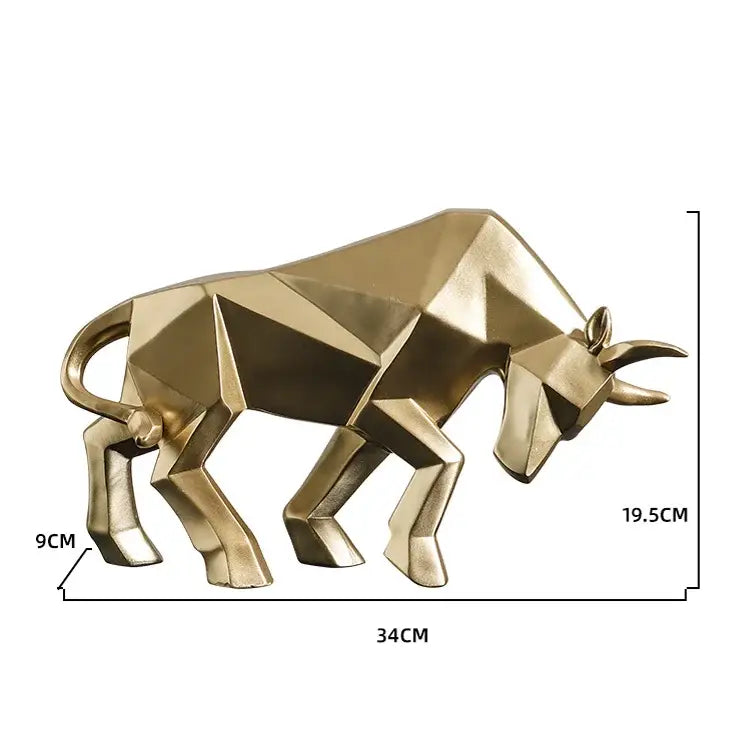 Modern red geometric bison sculpture living room decor