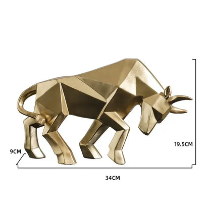 Modern red geometric bison sculpture living room decor