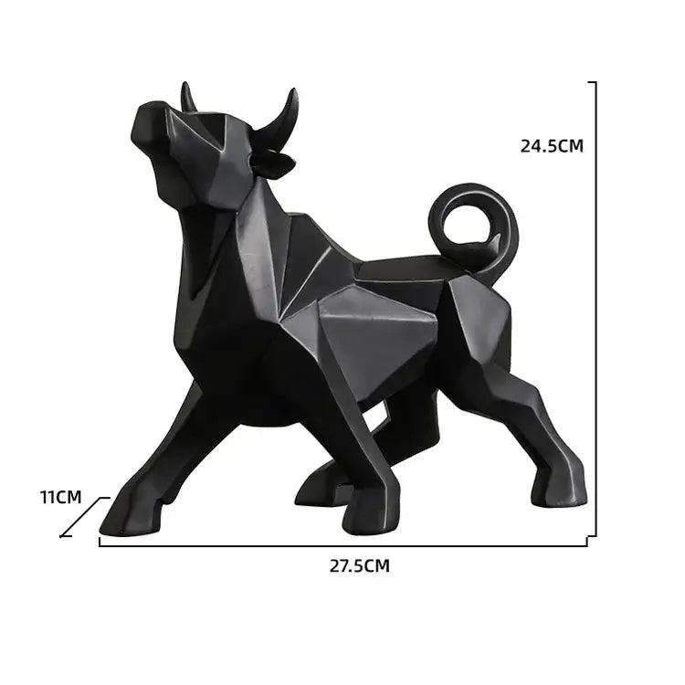 Modern red geometric bison sculpture living room decor