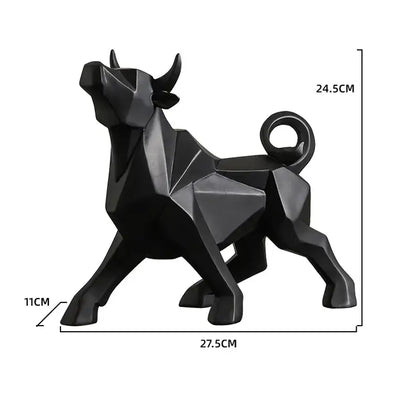Modern red geometric bison sculpture living room decor