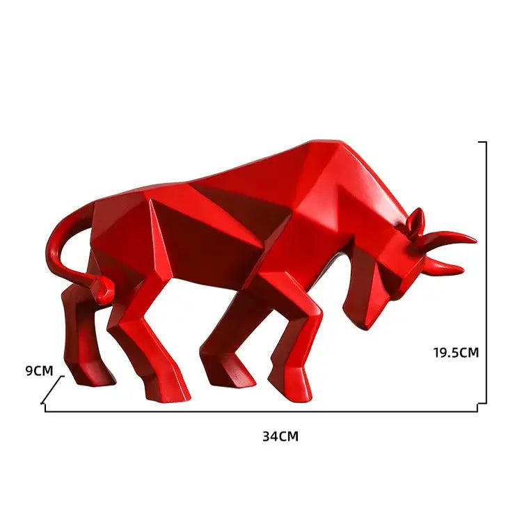 Modern red geometric bison sculpture living room decor