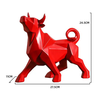 Modern red geometric bison sculpture living room decor