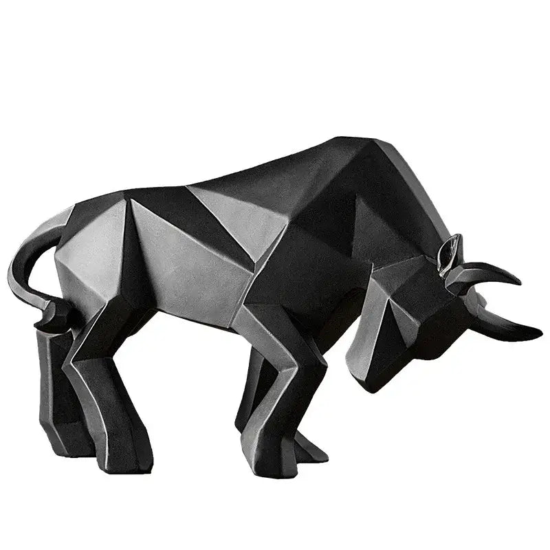 Modern red geometric bison sculpture living room decor
