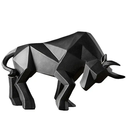 Modern red geometric bison sculpture living room decor