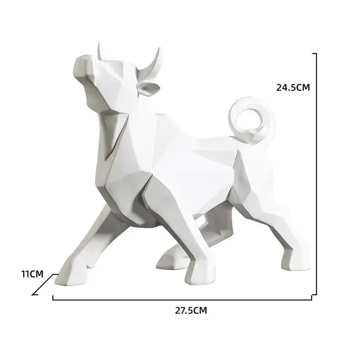 Modern red geometric bison sculpture living room decor