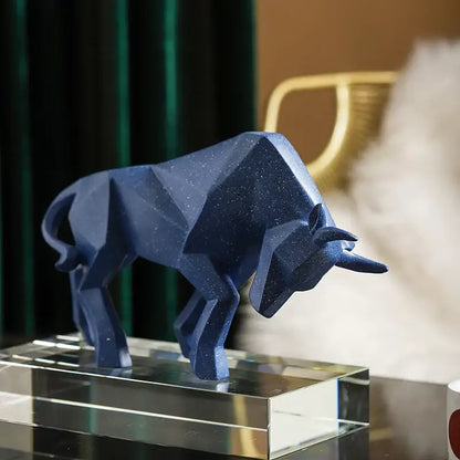Modern red geometric bison sculpture living room decor