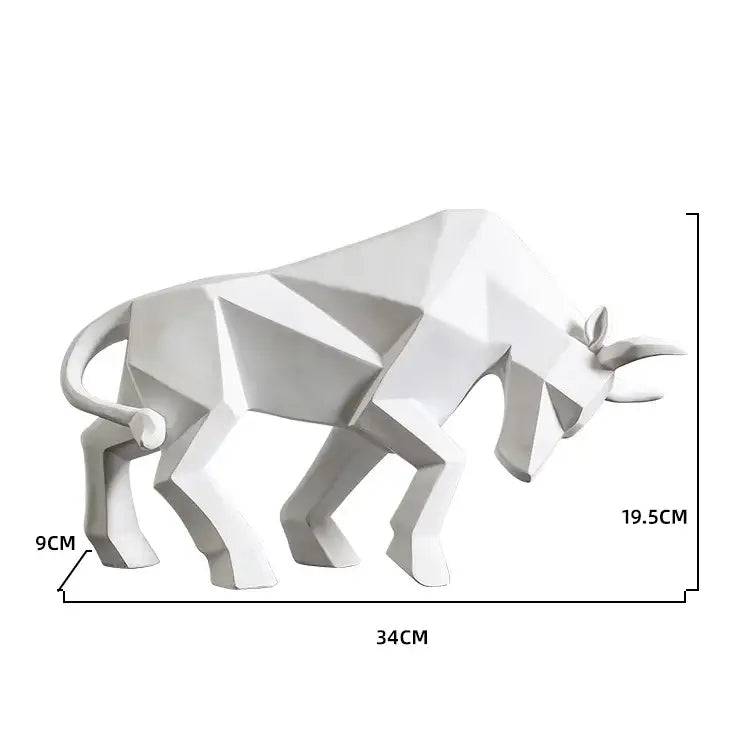 Modern red geometric bison sculpture living room decor