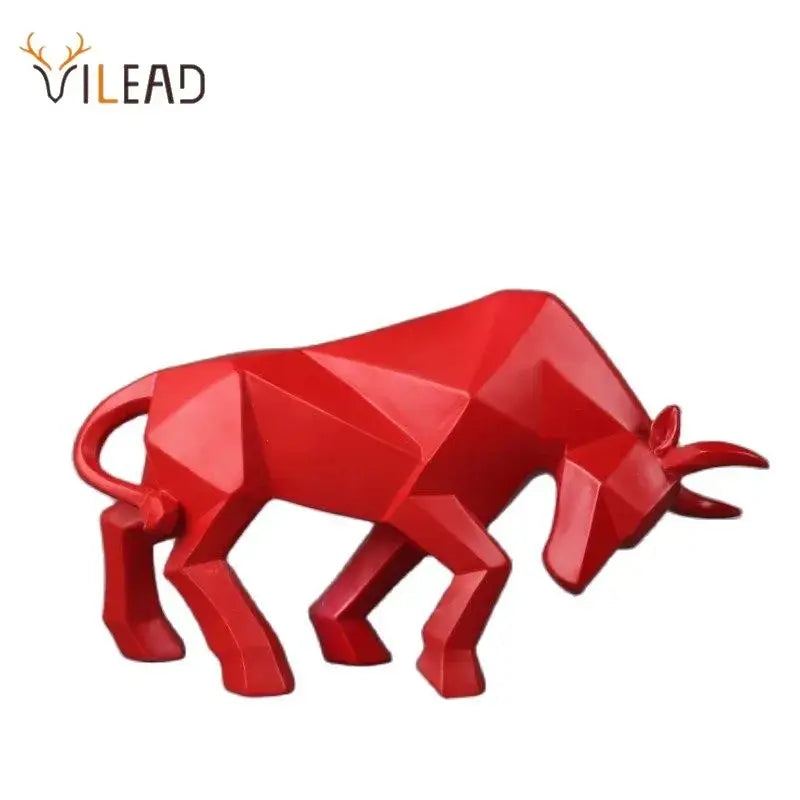 Modern red geometric bull sculpture living room ornament