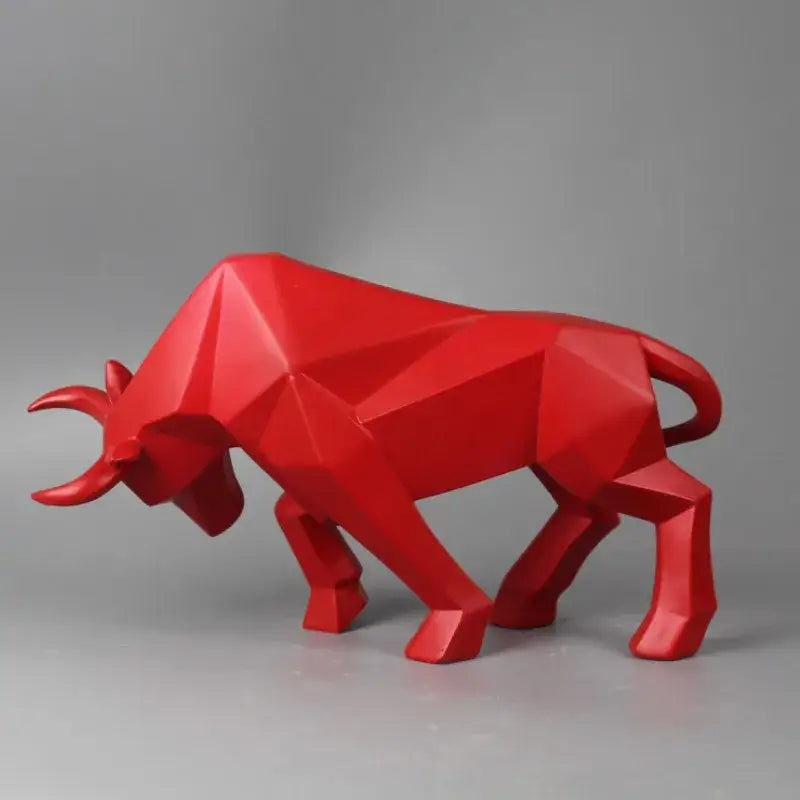 Modern red geometric bull sculpture living room ornament