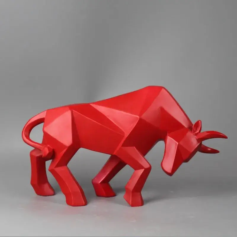 Modern red geometric bull sculpture living room ornament