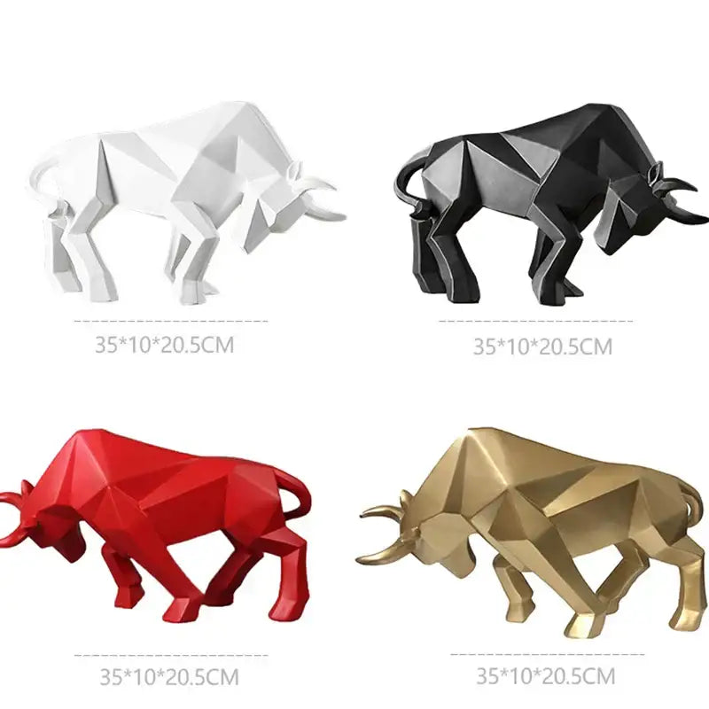 Modern red geometric bull sculpture living room ornament
