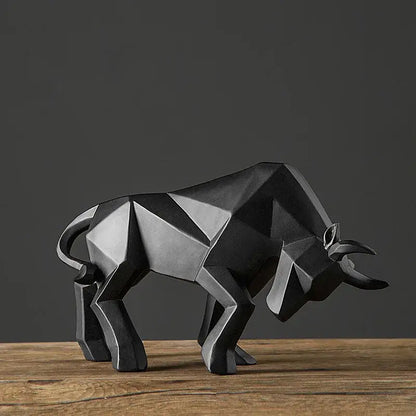 Modern red geometric bull sculpture living room ornament