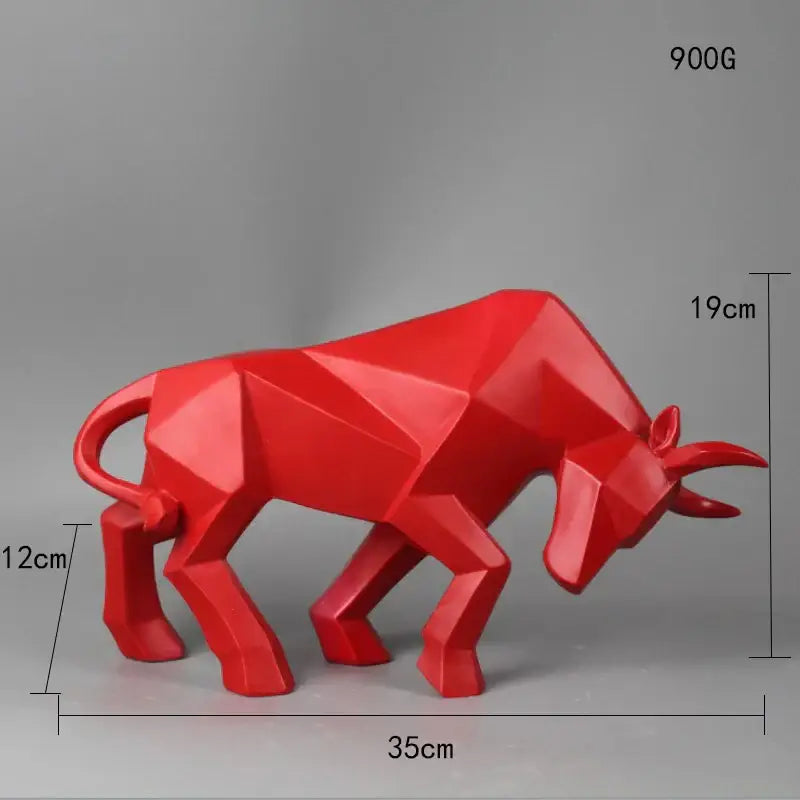 Modern red geometric bull sculpture living room ornament