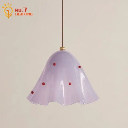 Modern red glass pendant light with black dots for dining room