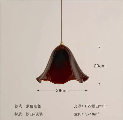 Modern red glass pendant light with black dots for dining room