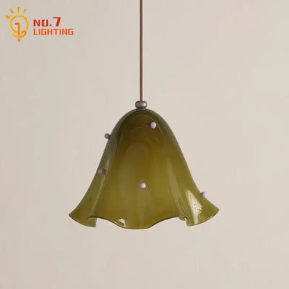 Modern red glass pendant light with black dots for dining room