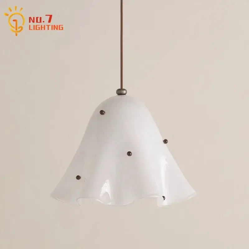 Modern red glass pendant light with black dots for dining room