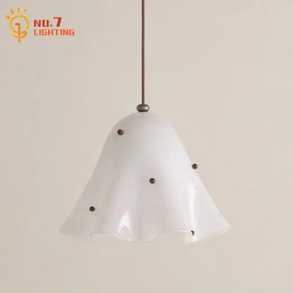 Modern red glass pendant light with black dots for dining room