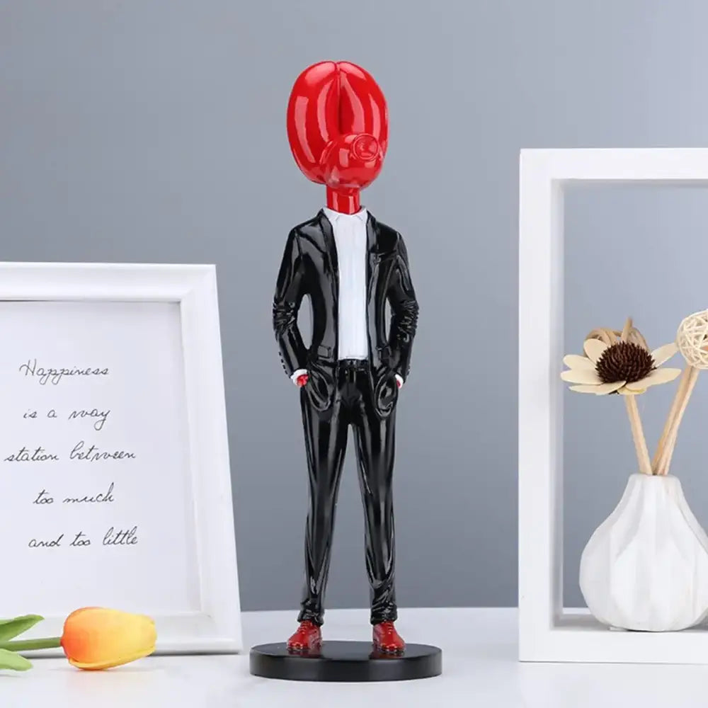 Modern red glossy balloon dog statue living room resin decor