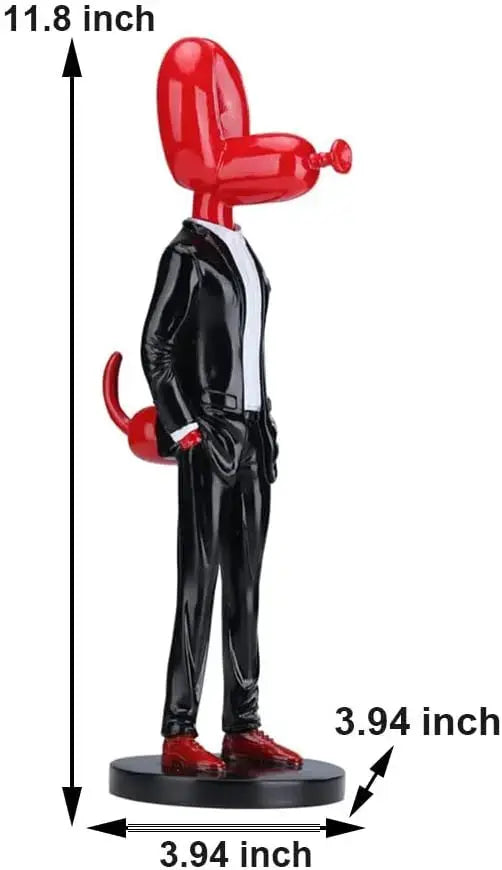 Modern red glossy balloon dog statue living room resin decor