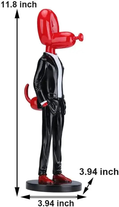 Modern red glossy balloon dog statue living room resin decor